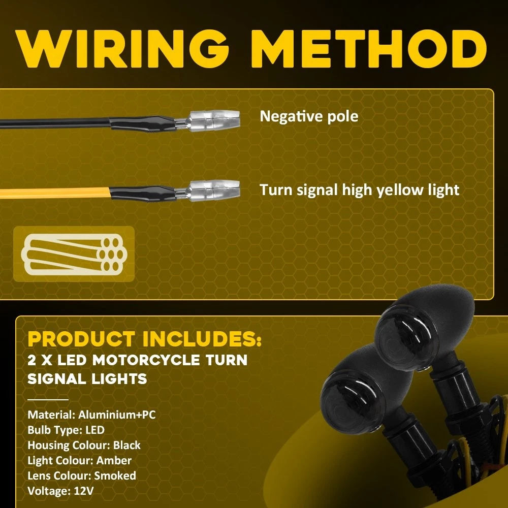 2X LED Bullet Turn Signals for Motorcycle (Universal)