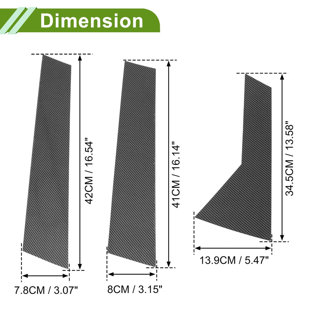 6 Pcs Pillar Window Trim for Chevy Trax (2024) Carbon Fiber Black