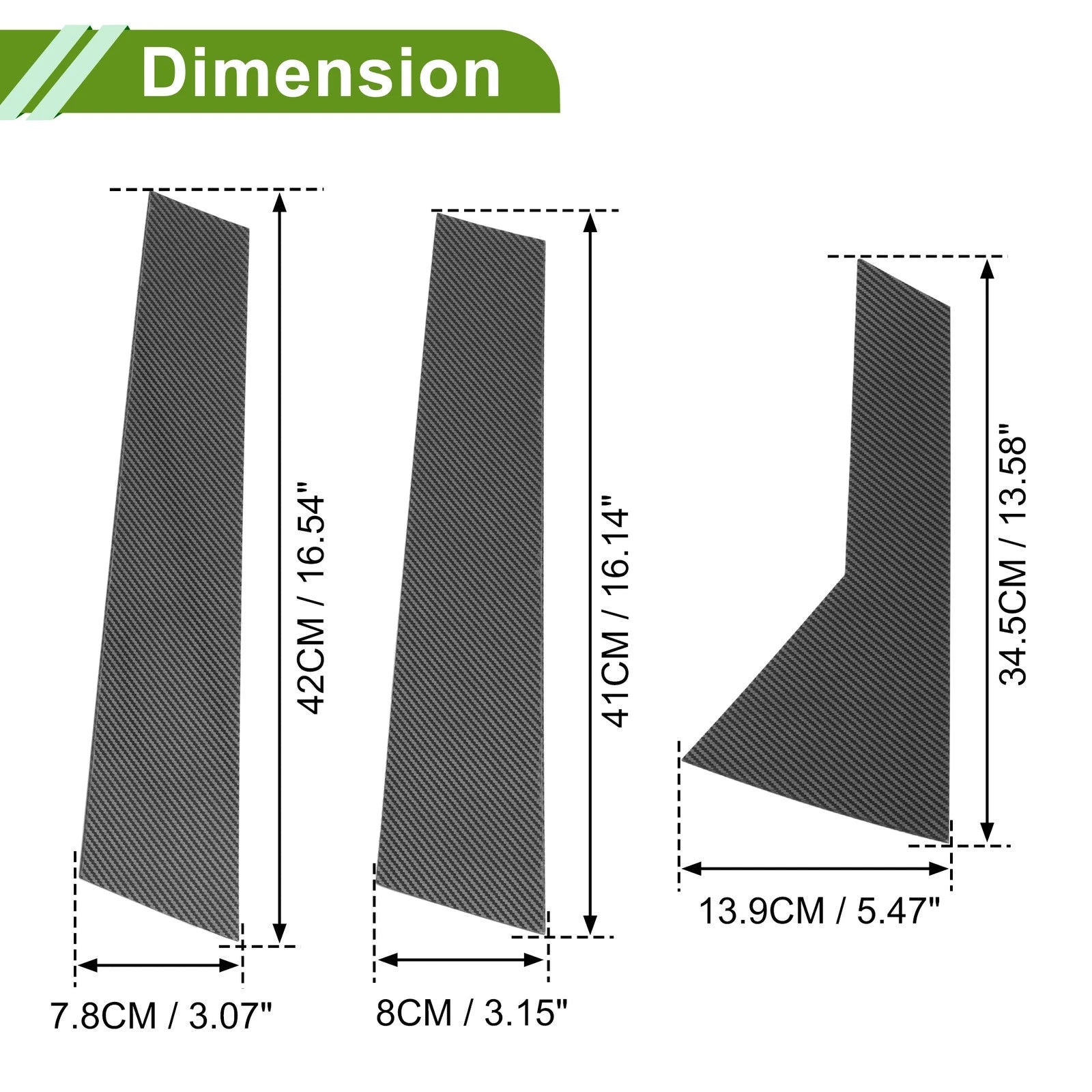 6 Pcs Pillar Window Trim for Chevy Trax (2024) Carbon Fiber Black