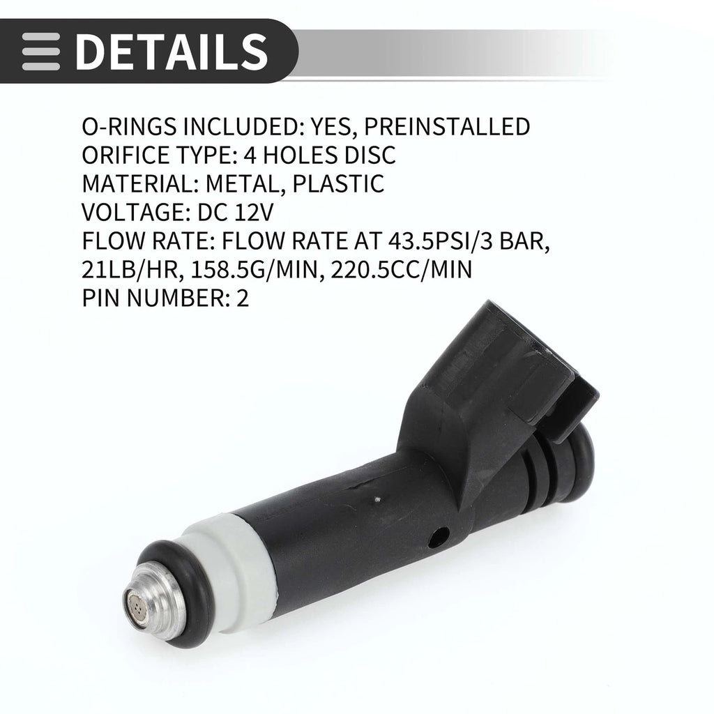 Fuel Injector No. 4L3Z-9F593-AB for Ford F-150 (2004–2008) 4.6L Black