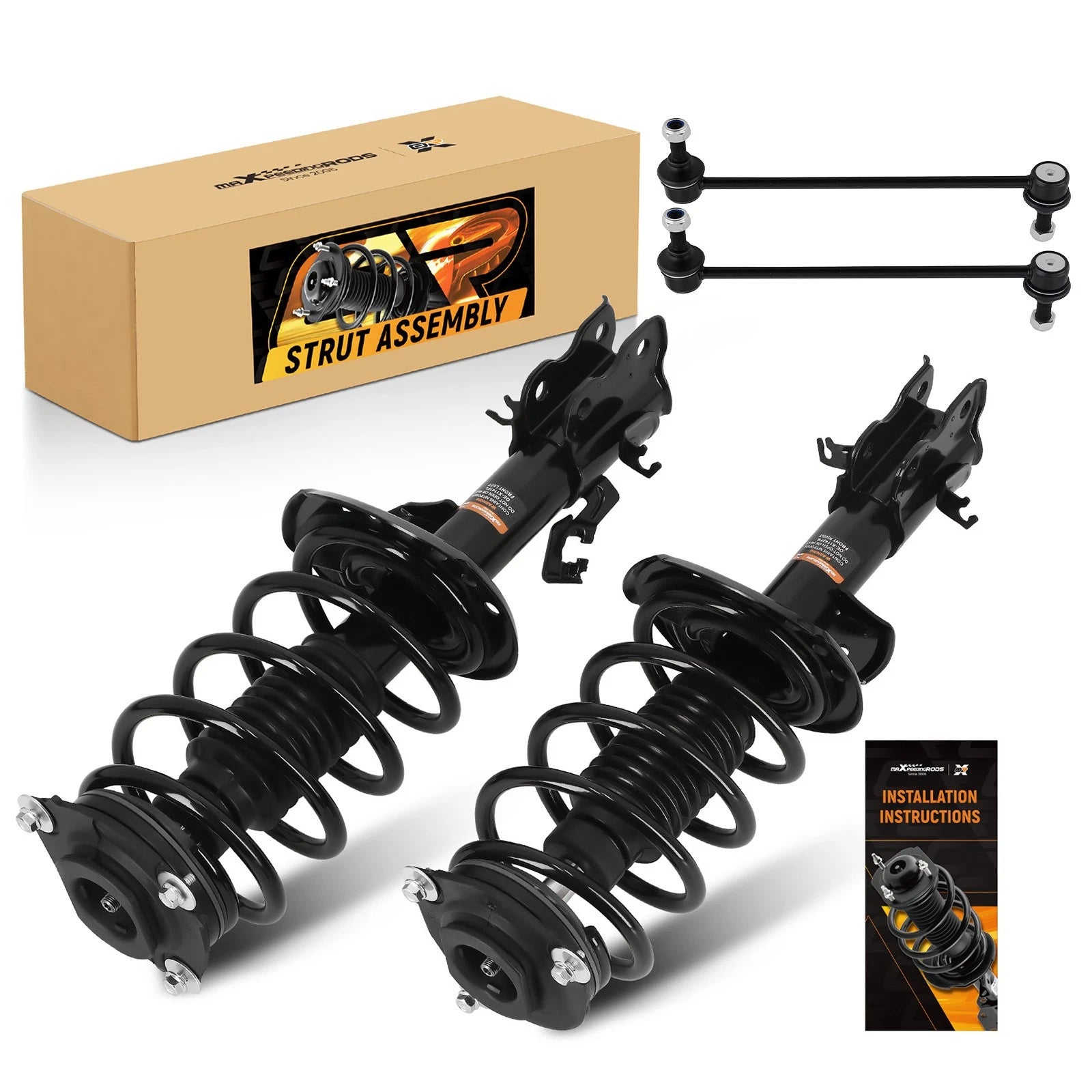 Set of 4 Front Complete Struts & Sway Bar Links for Nissan Sentra (2013) 272948 272947