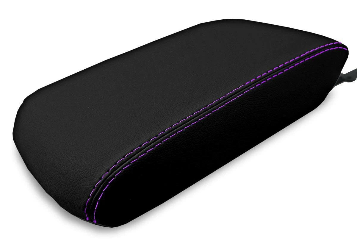 Console Lid Pull Over Cover Leather for Toyota 4Runner (2010–2019) Purple Stitch