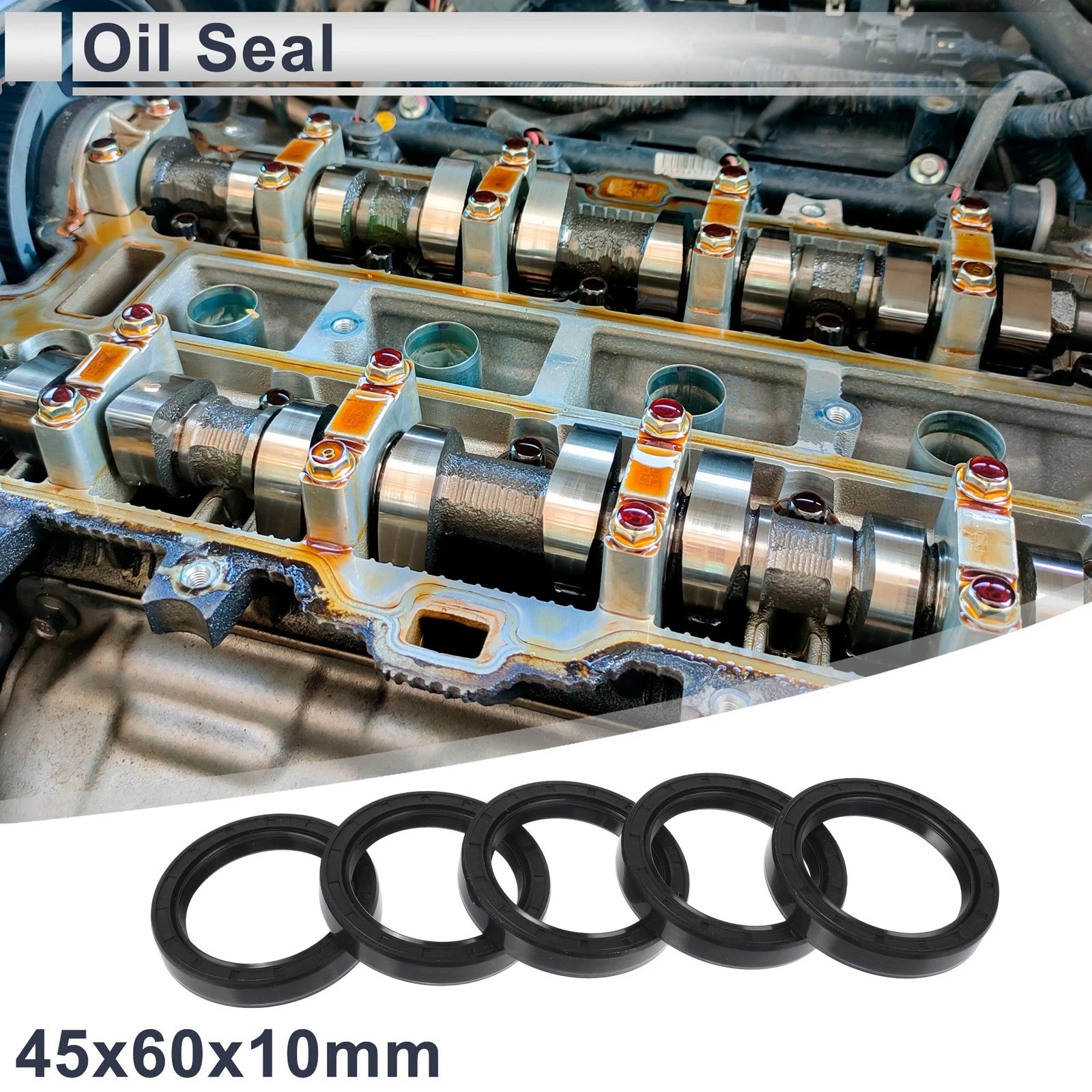 Set of 5 Oil Seal Ring 45x60x10mm NBR Rubber for Rotary Shaft