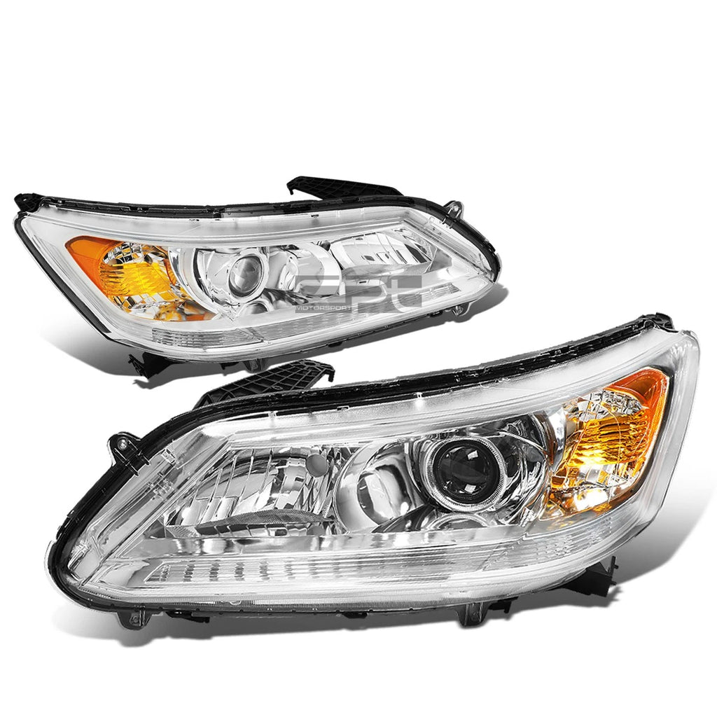 Pair of Chrome Housing Amber Corner Projector Headlights for Honda Accord (2013–2015)