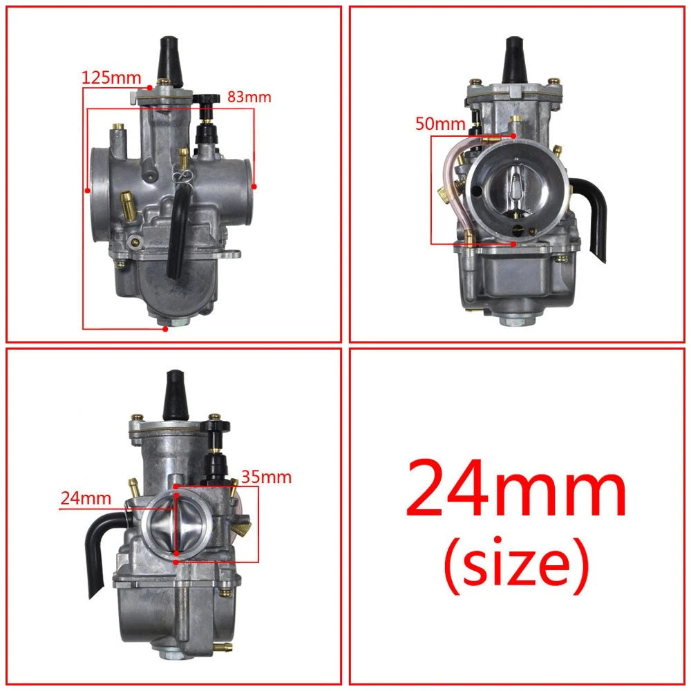 24mm Carburetor with Power Jet for PWK24 (90–125cc 2/4 Stroke)