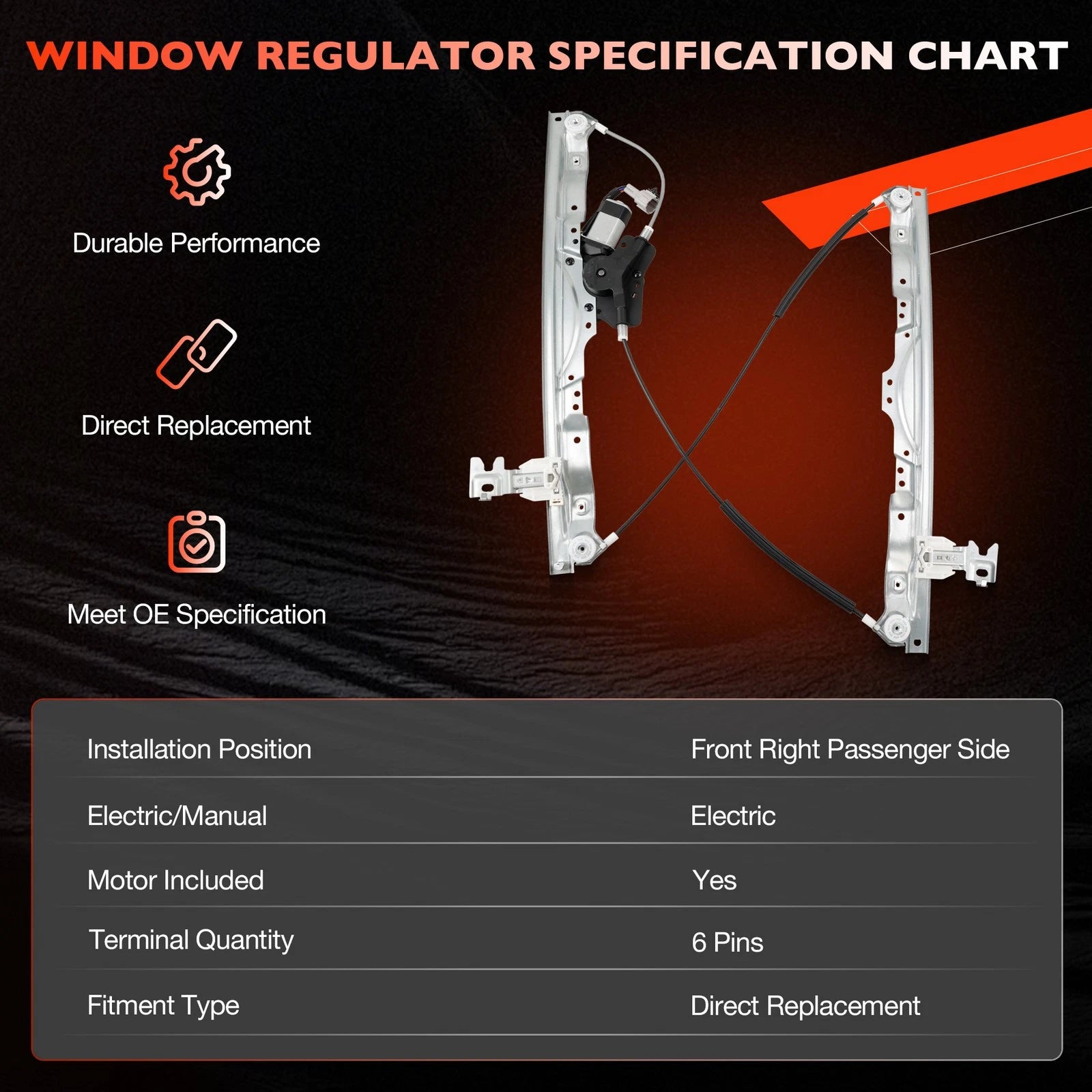 Power Window Regulator with Motor for Nissan Titan (2004-2015)