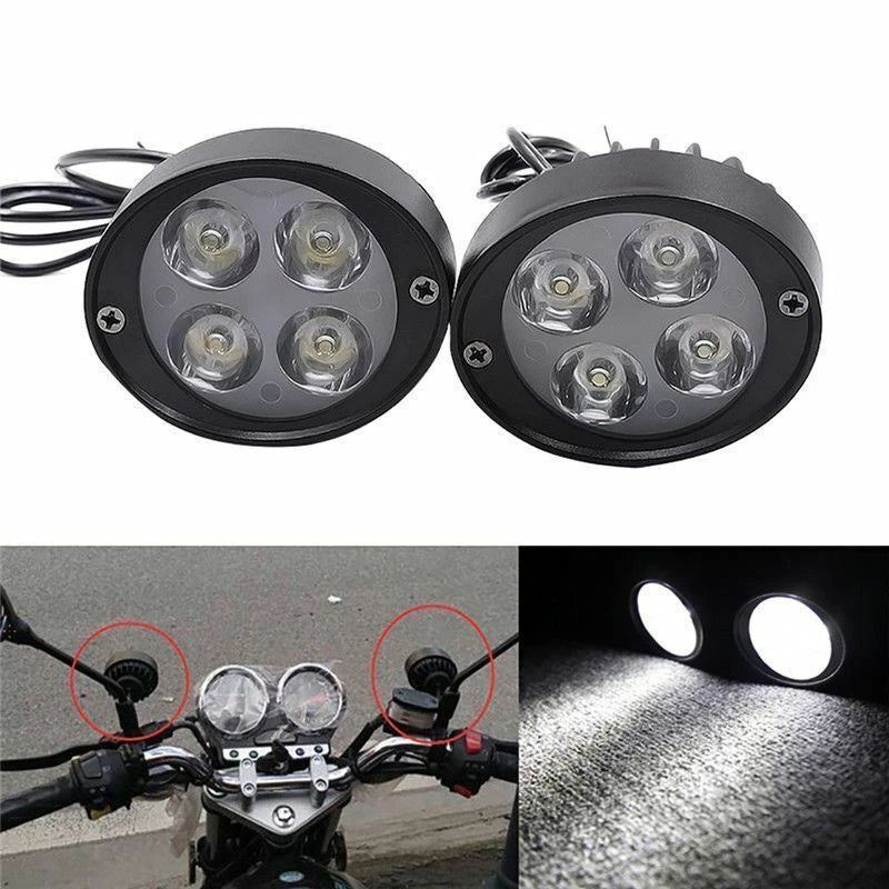 2X LED Motorcycle Fog Spot Lights for Universal Fit