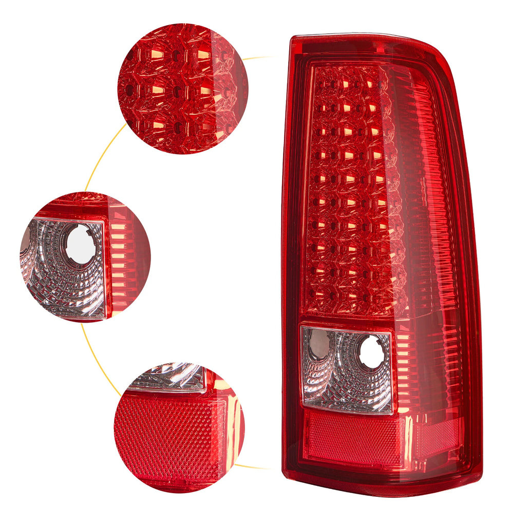 LED Tail Lights for 2003-2006 Chevy Silverado Brake Lamp C-Tube LED Red Pair