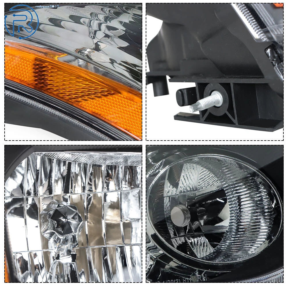 Set of 2 Black Halogen Headlights for Nissan Rogue (2008-2015)