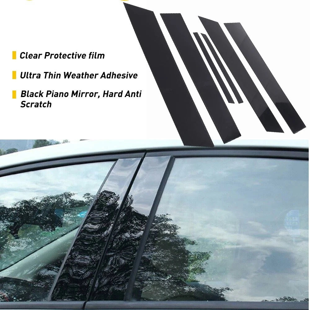 6PCS Black Fit Posts Pillar Trim Cover Kit for Honda Civic (2006–2011)