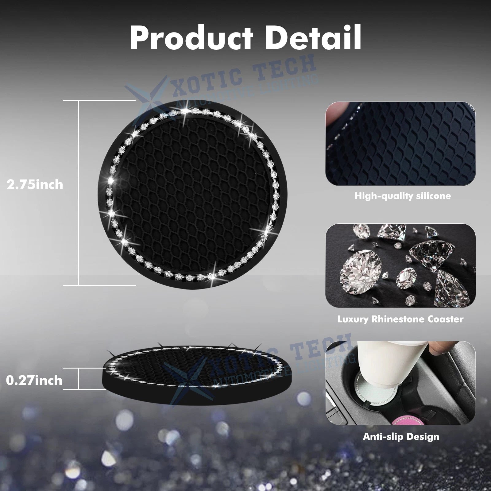 Glitter Black Valve Stem Caps for Toyota Corolla (2020-2024)