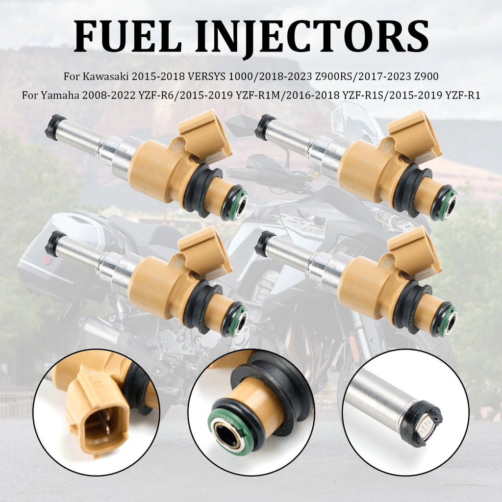 Set of 4 Fuel Injectors 49033-0034 297500-0640 2C0-13761-00-00 for Yamaha YZF R1 R6 (1998–2023)