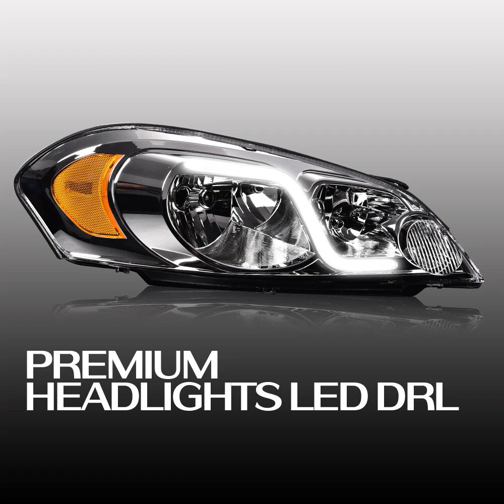 Clear Chrome LED DRL Headlights for Chevy Impala/Monte Carlo (2006–2013)