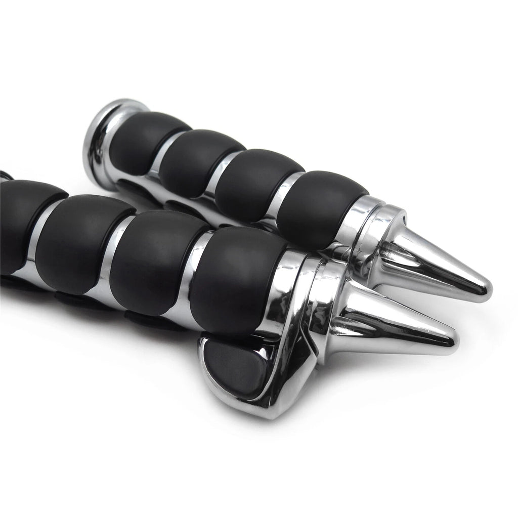 2X Black 22mm Spike Handlebar Grips Rubber Throttle Boss for Honda Yamaha