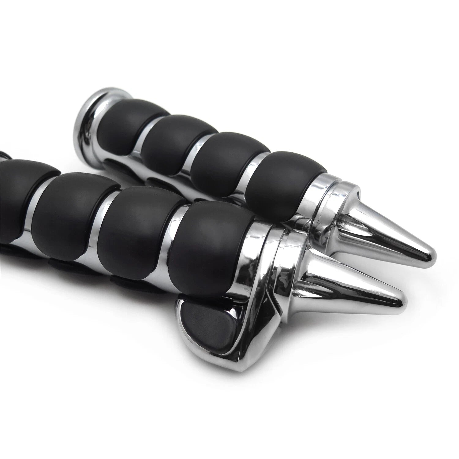 2X Black 22mm Spike Handlebar Grips Rubber Throttle Boss for Honda Yamaha