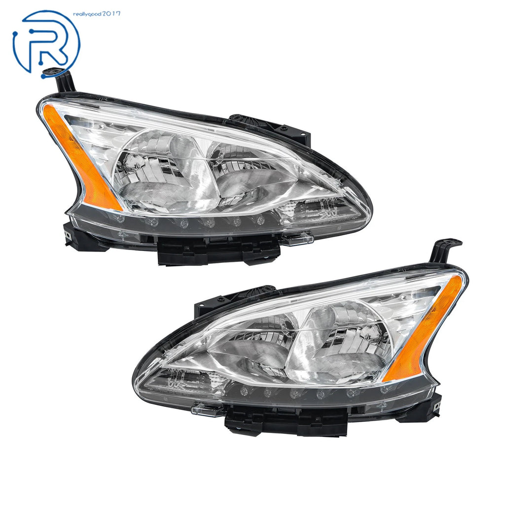 Set of 2 Halogen Headlights with LED DRL for Nissan Sentra (2013-2015)