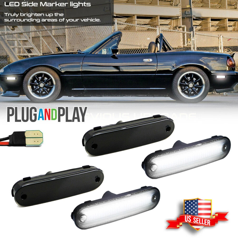 Set of 4 Smoke LED Side Marker Lights for Mazda MX-5 Miata (1990–2005)