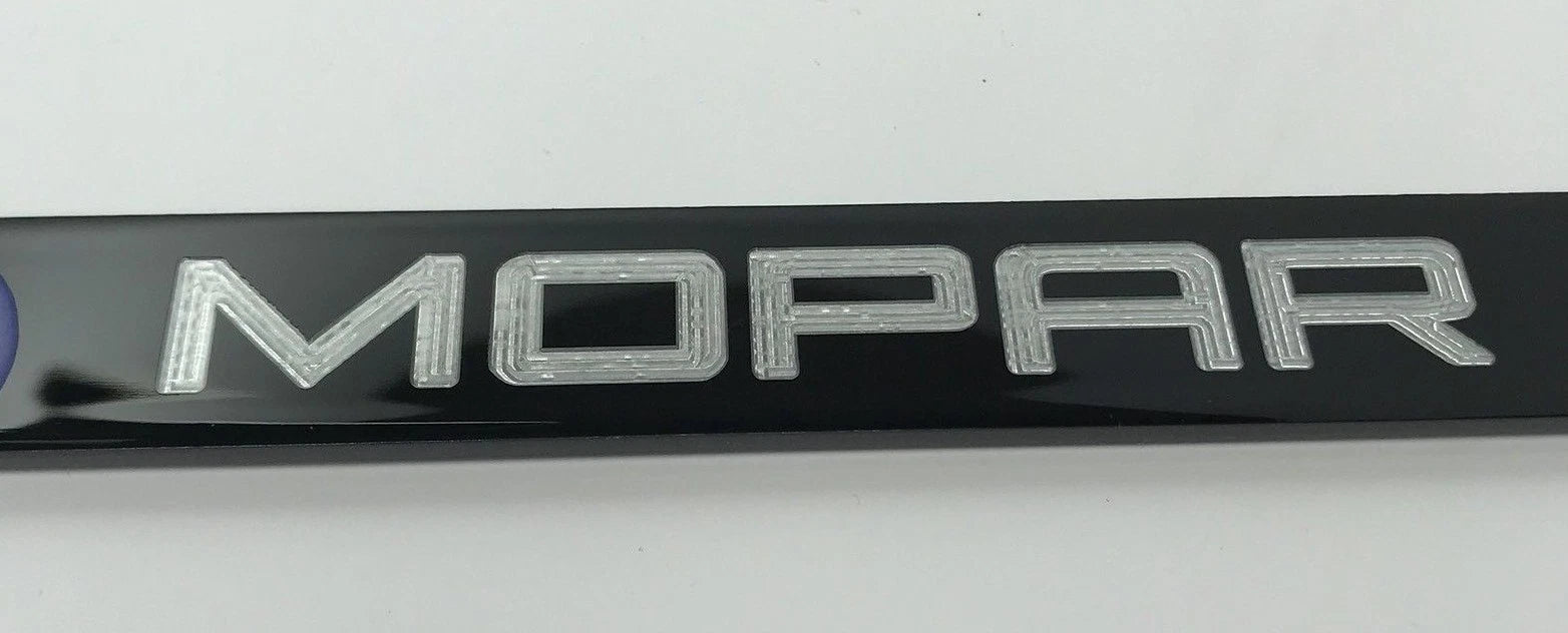 License Plate Frame Black Metal with Blue MOPAR Script for Dodge (2011–2024)