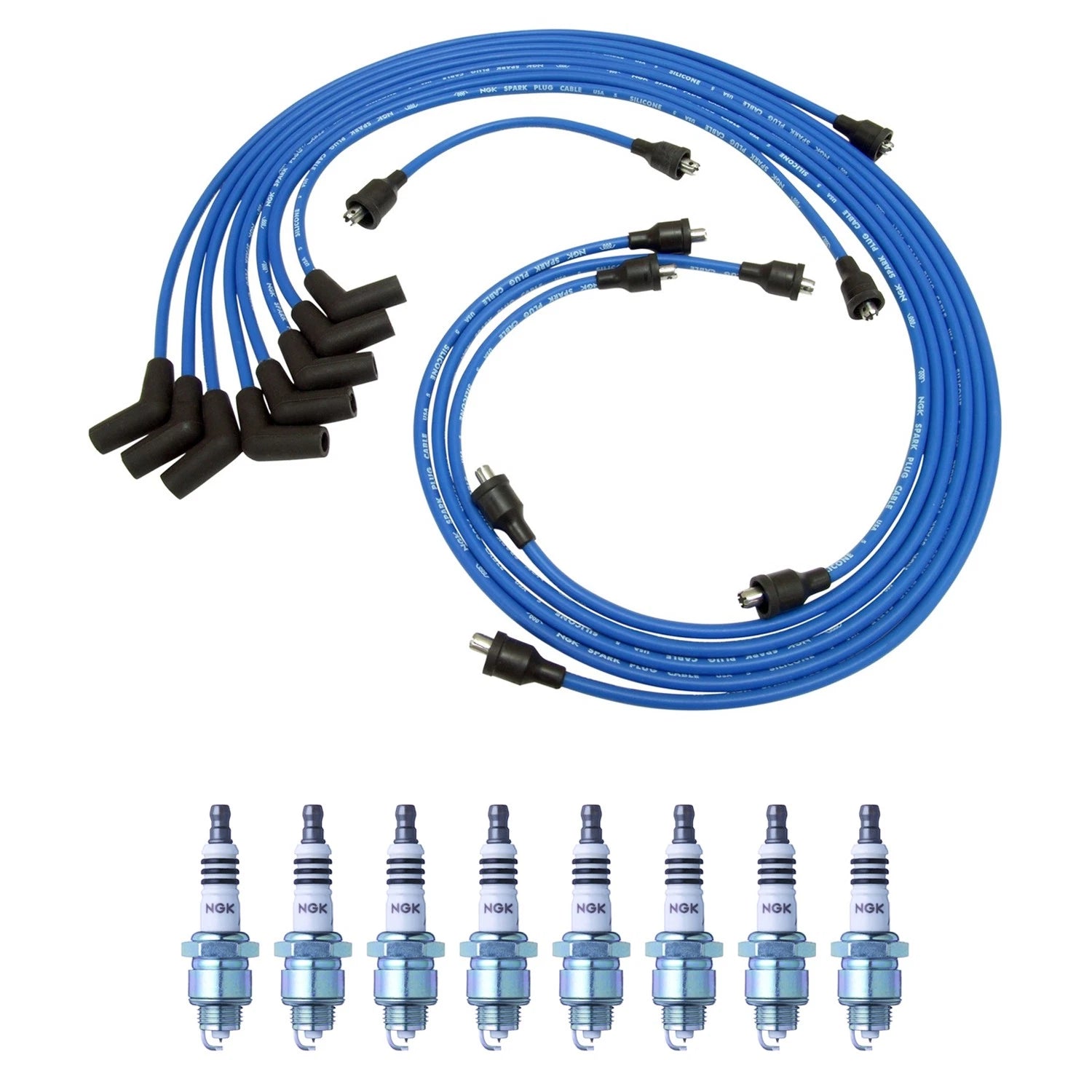 NGK 7mm Wire Set & 8 Iridium Spark Plugs for Dodge Charger (1966–1974)
