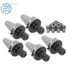 Set of 5 BT40 ER16 Collet Chucks & 10 ER16 Collets for CNC Milling
