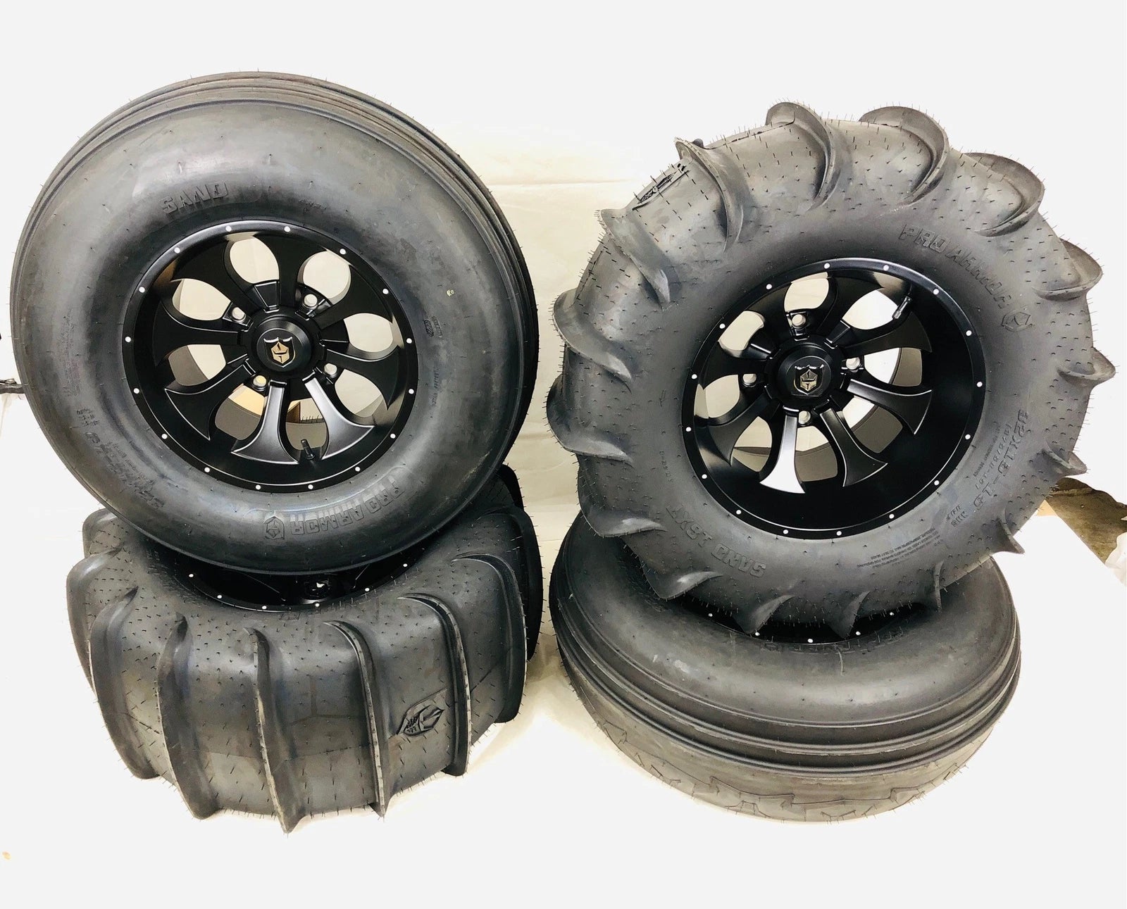 Pro Armor Knight 15" Wheels & 32" Sand Paddle Tires for Polaris RZR