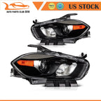 Headlight Assembly for Dodge Dart (2013–2016) Pair Left+Right Black Housing