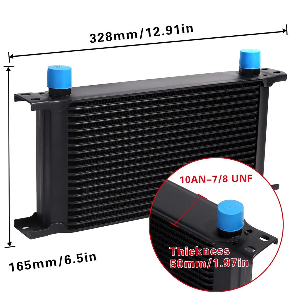 Universal Black Oil Cooler 19 Rows 10AN Stacked Plate Transmission Engine Cooler
