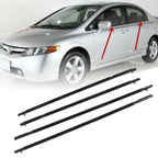 Set of 4 Window Moulding Trim Weather Strips for Honda Civic (2006–2011)