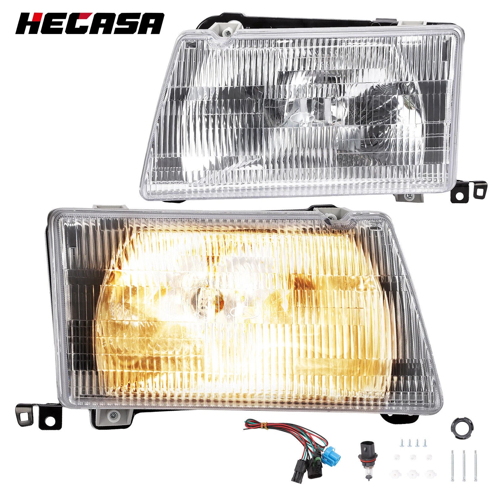 Headlights with Bulbs & Wiring Kit for Peterbilt 375 385