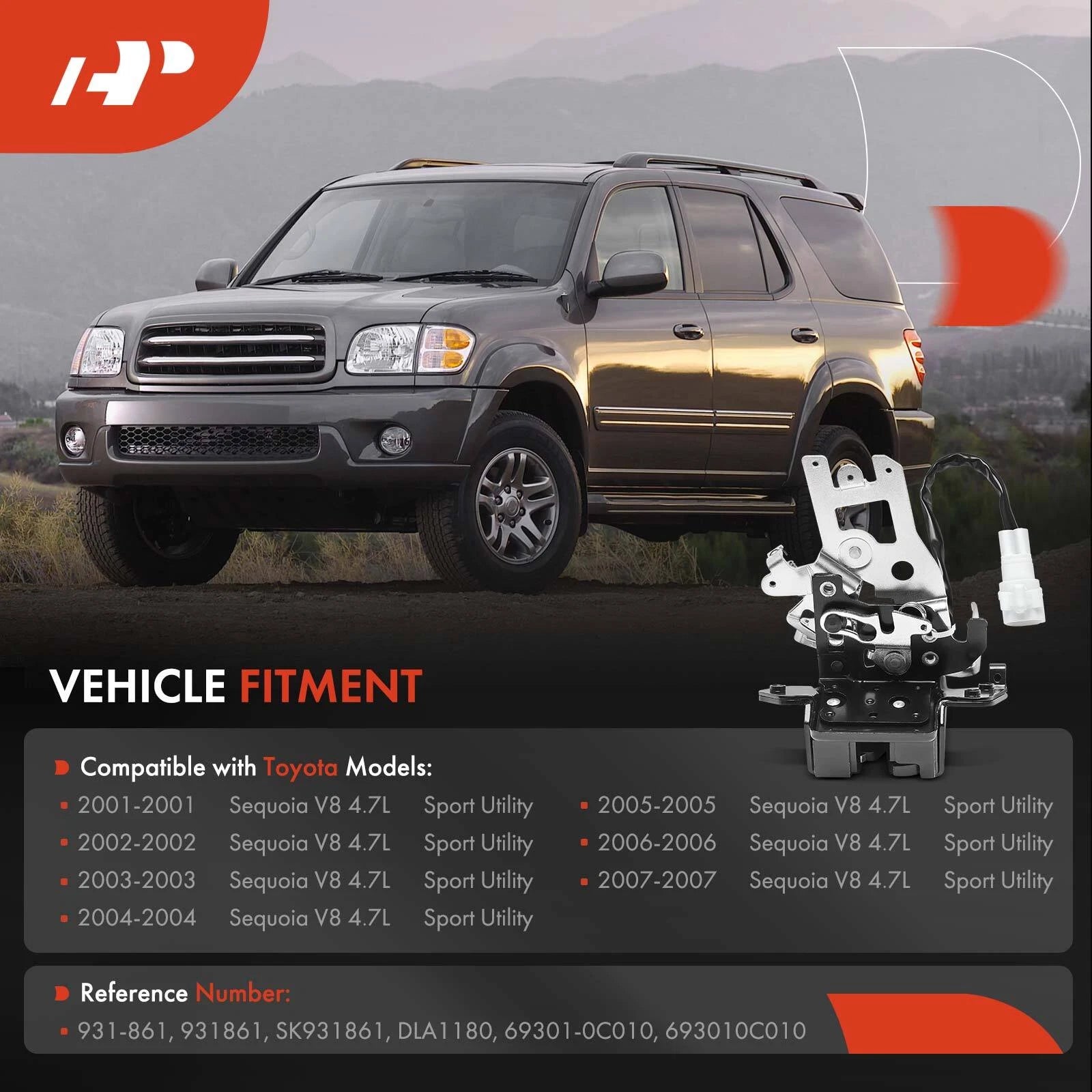 Rear Tailgate Door Lock Actuator for Toyota Sequoia (2001-2007)
