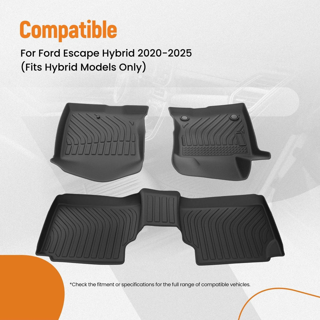 All Weather Floor Mats for Ford Escape Hybrid (2020–2025) TPE Black