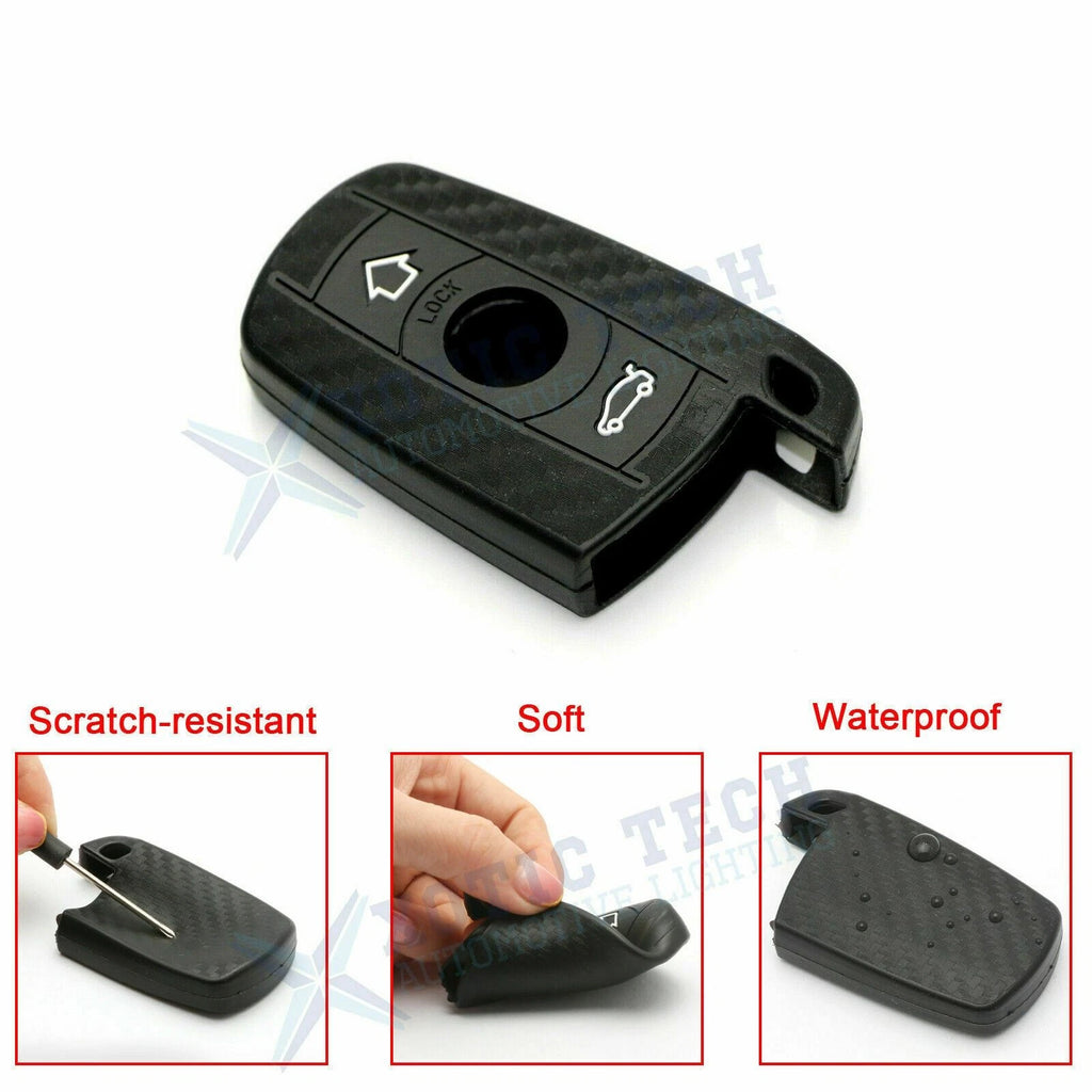 Carbon Fiber Pattern Silicone Key Fob Cover for BMW First Gen (2011-2013)