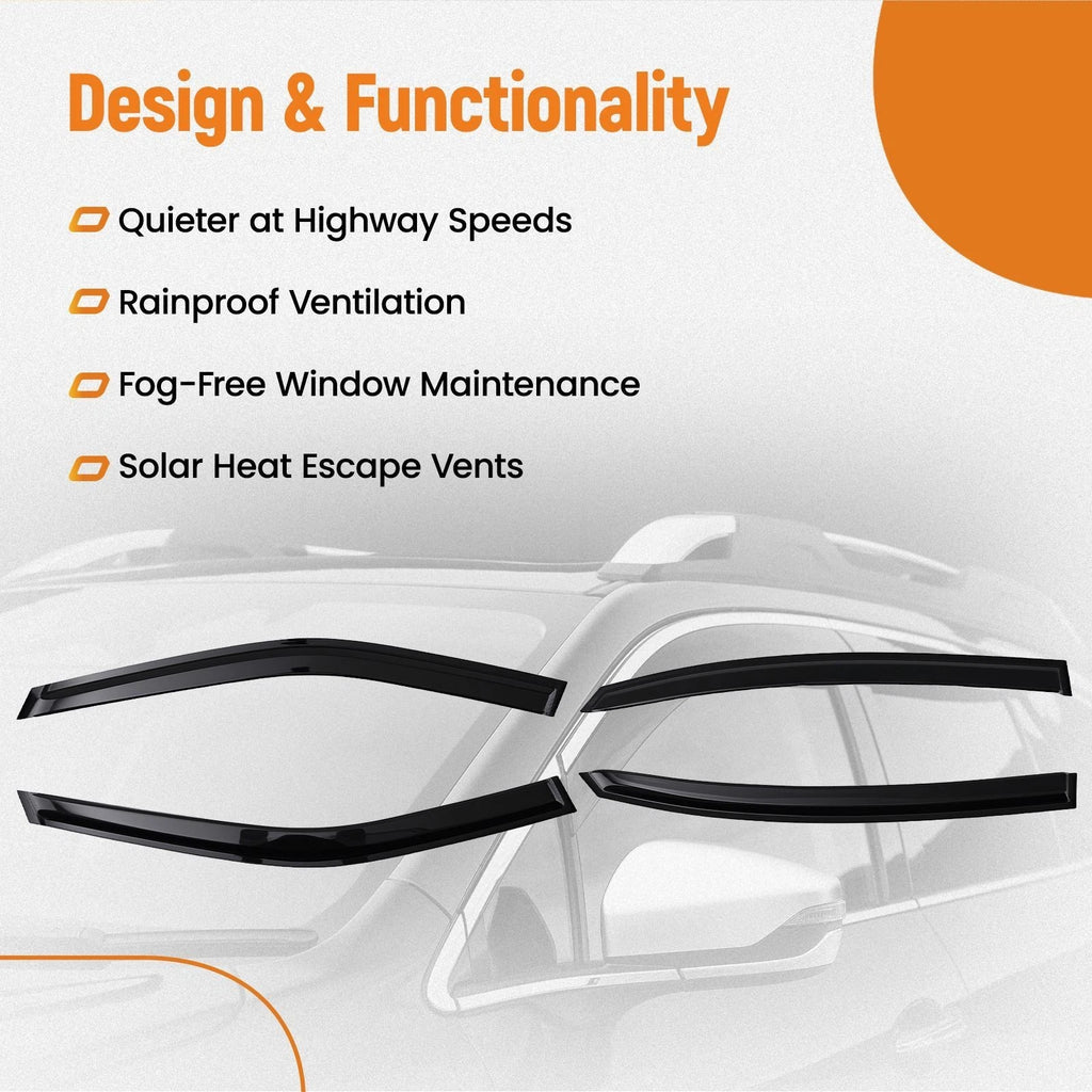 Set of 4 Window Visor Rain Guards for Nissan Maxima (2016-2023) Black