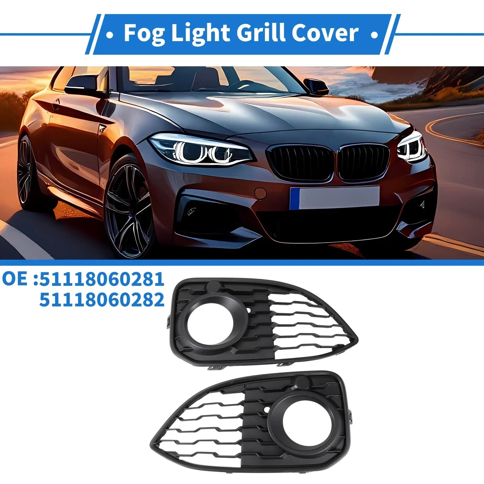 Front Left & Right Fog Light Grill for BMW 1 Series F20
