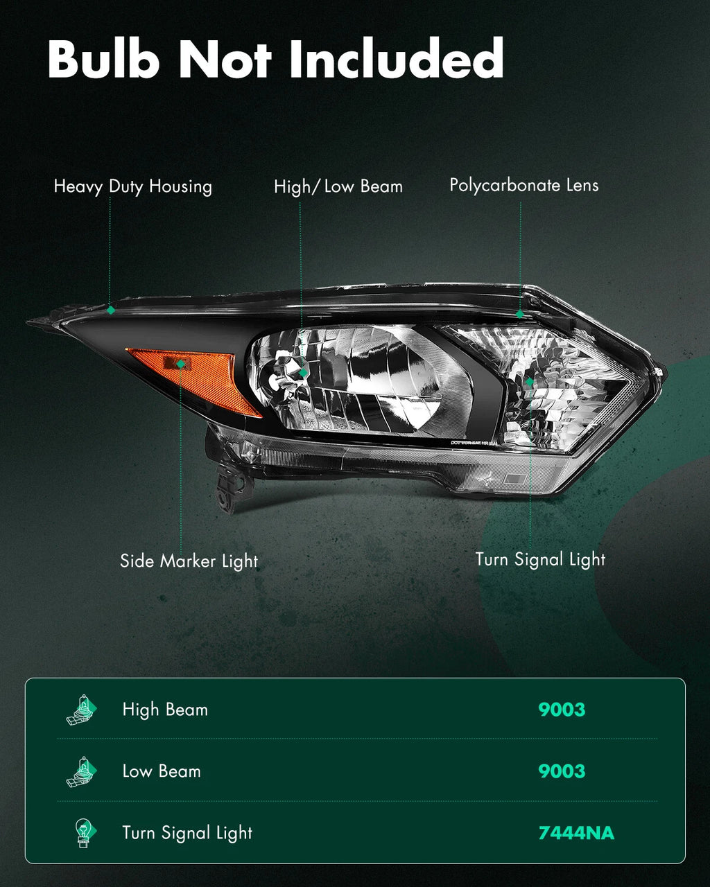 Headlight Assembly Pair for Honda HR-V (2016–2018) Black Housing