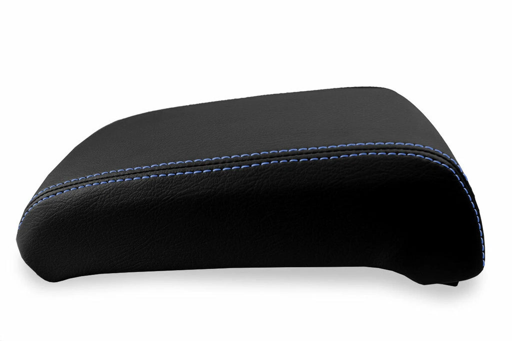 Leather Console Lid Armrest Cover for Subaru Baja (2003–2006) Blue Stitch