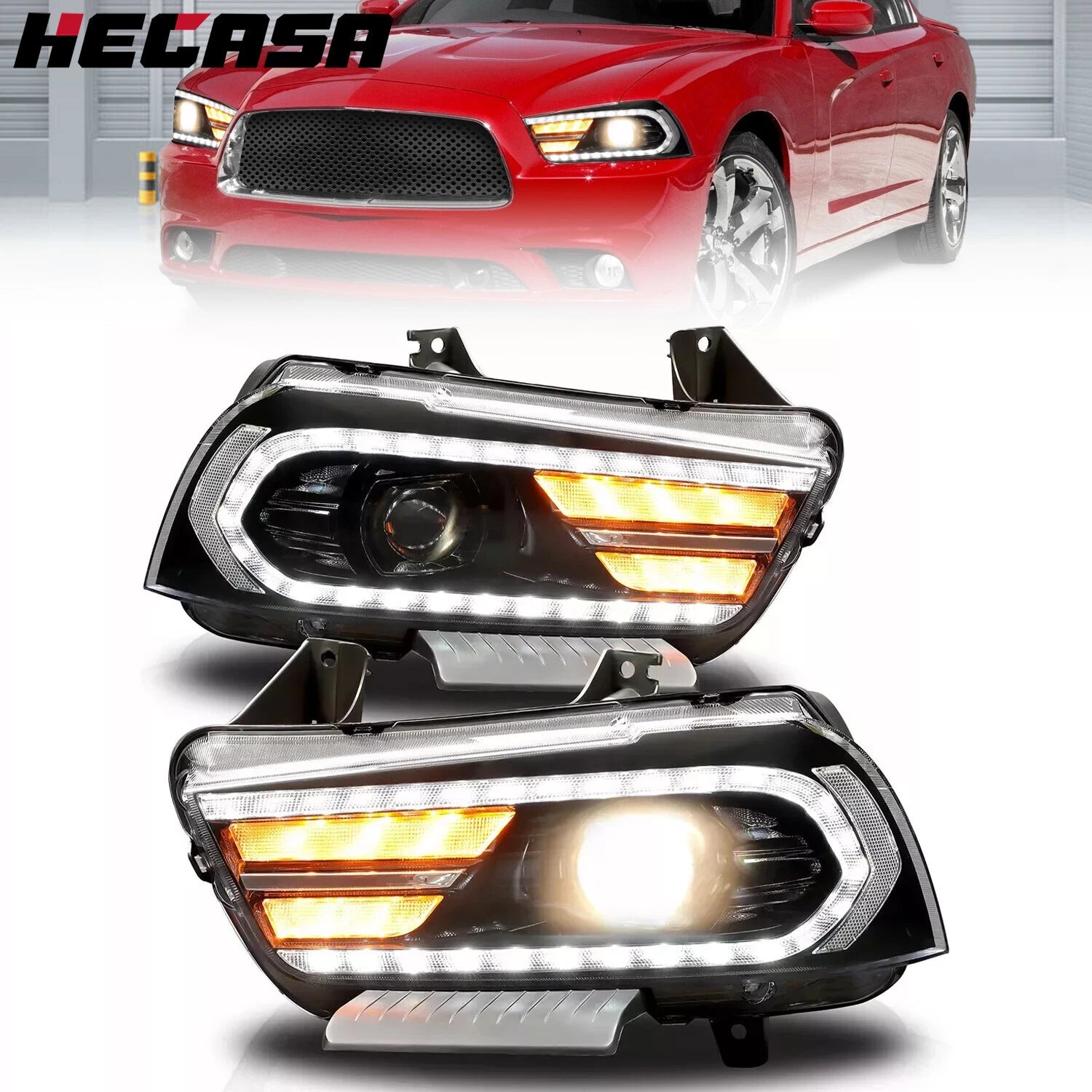 Projector Headlights for Dodge Charger (2011–2014) LED Sequential Turn