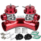 2X Type-S 2.5" 70 Degree Twin Flange Pipe Adaptor + Turbo Blow Off BOV Red