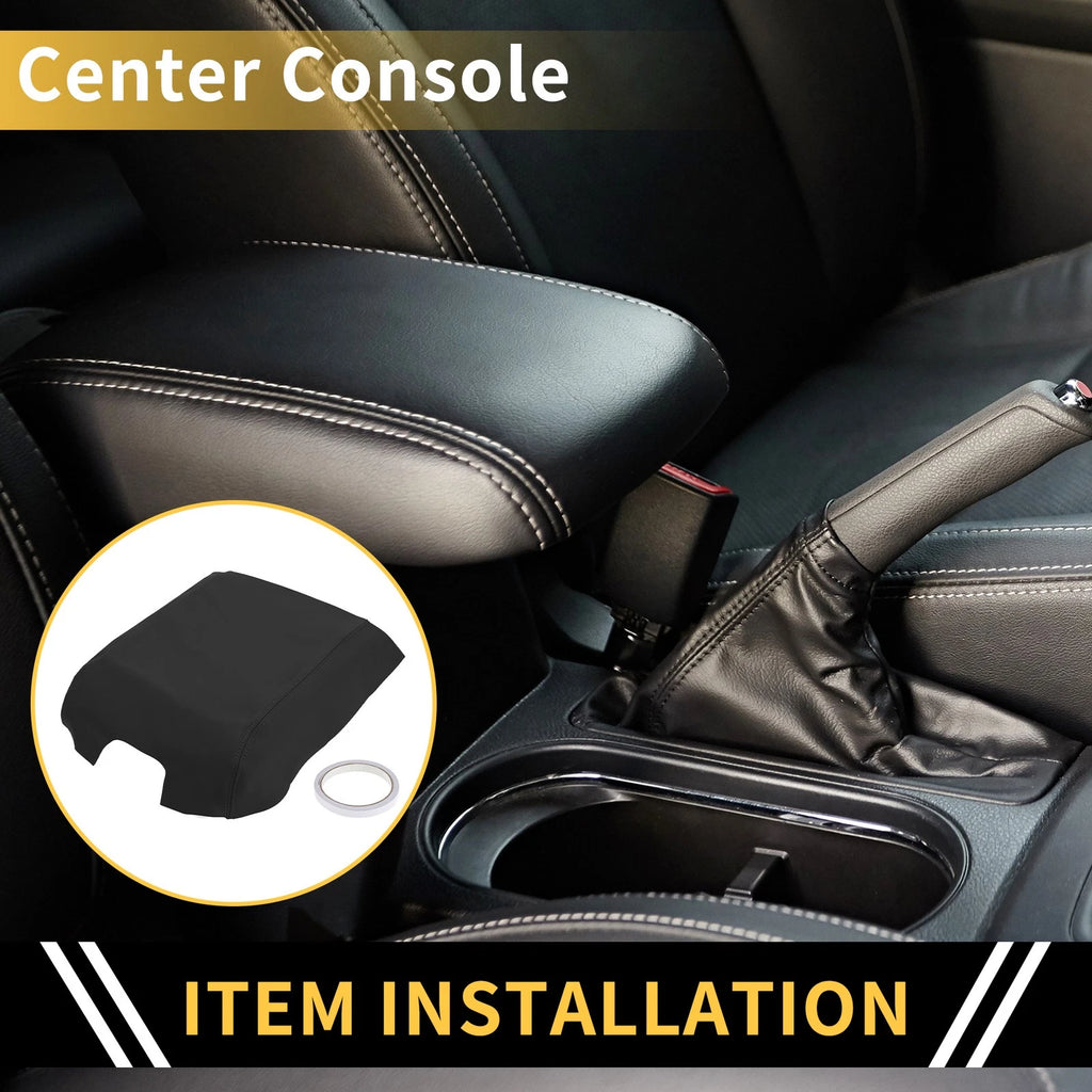 Console Lid Armrest Cover for Ford F-150 (2015–2020) Microfiber Leather Black