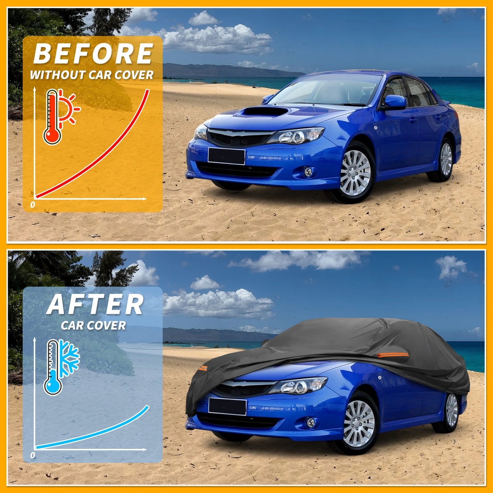 Waterproof All Weather Car Cover for Subaru Impreza Sedan (190T-PU)
