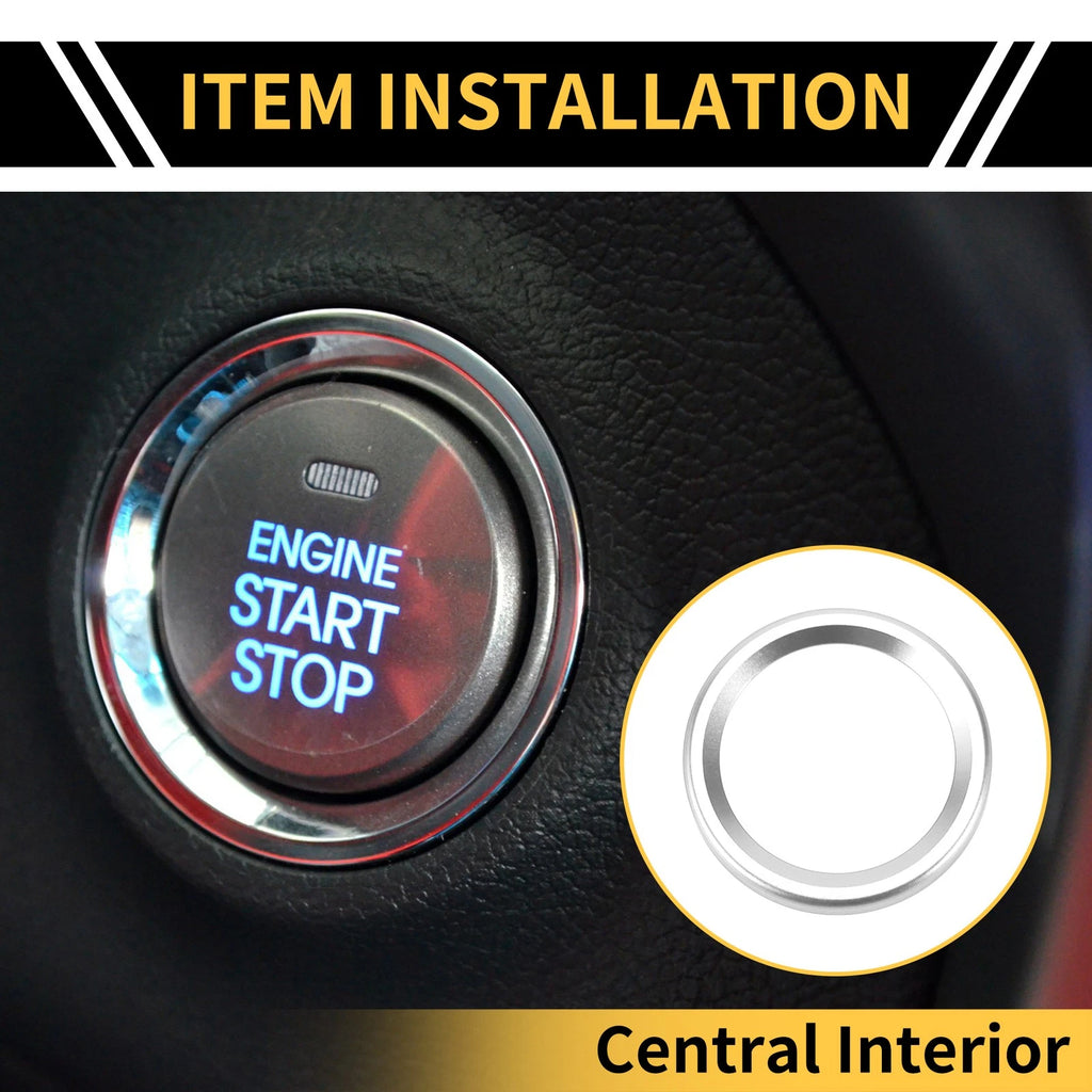 Engine Start Stop Button Knob Cover Ring for Ford Maverick (2022) Silver Tone