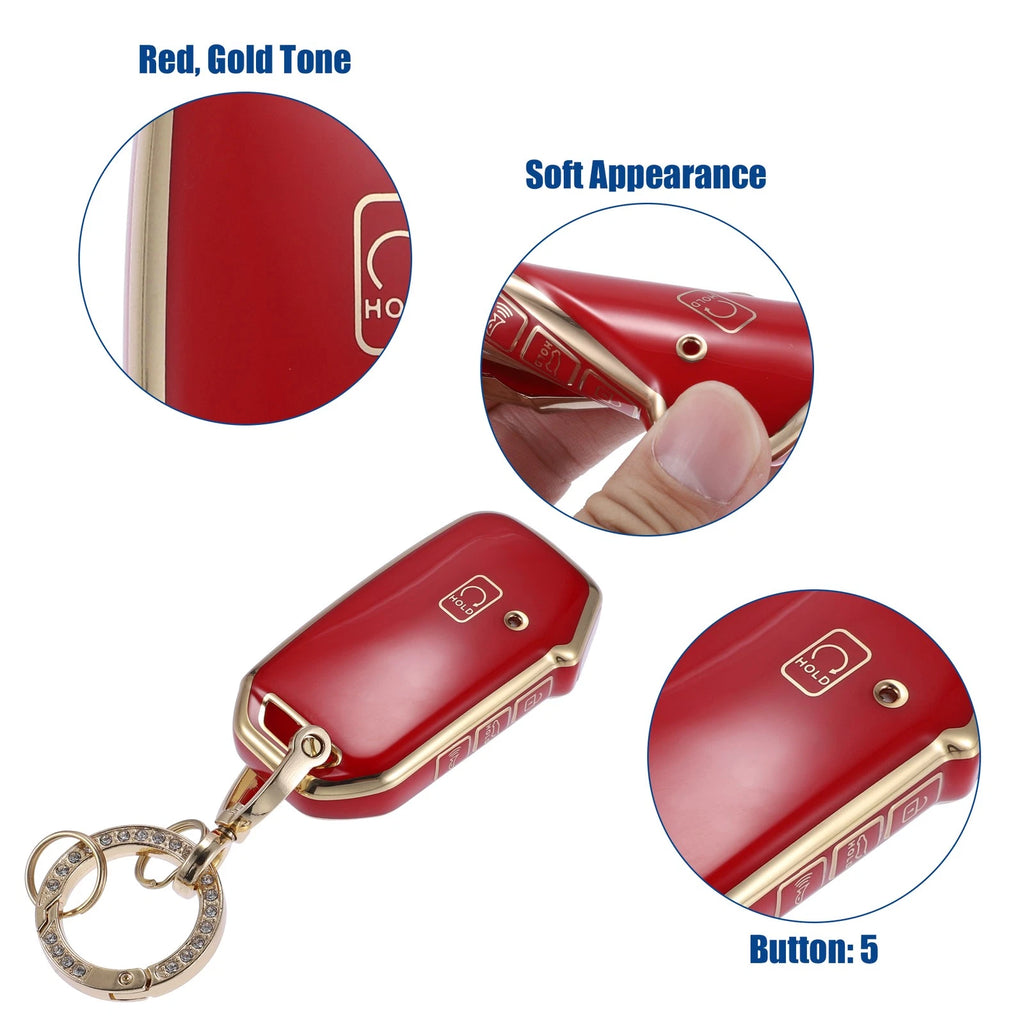 TPU Key Fob Cover for Kia K5 (2021–2023) - Red, Key Chain Included