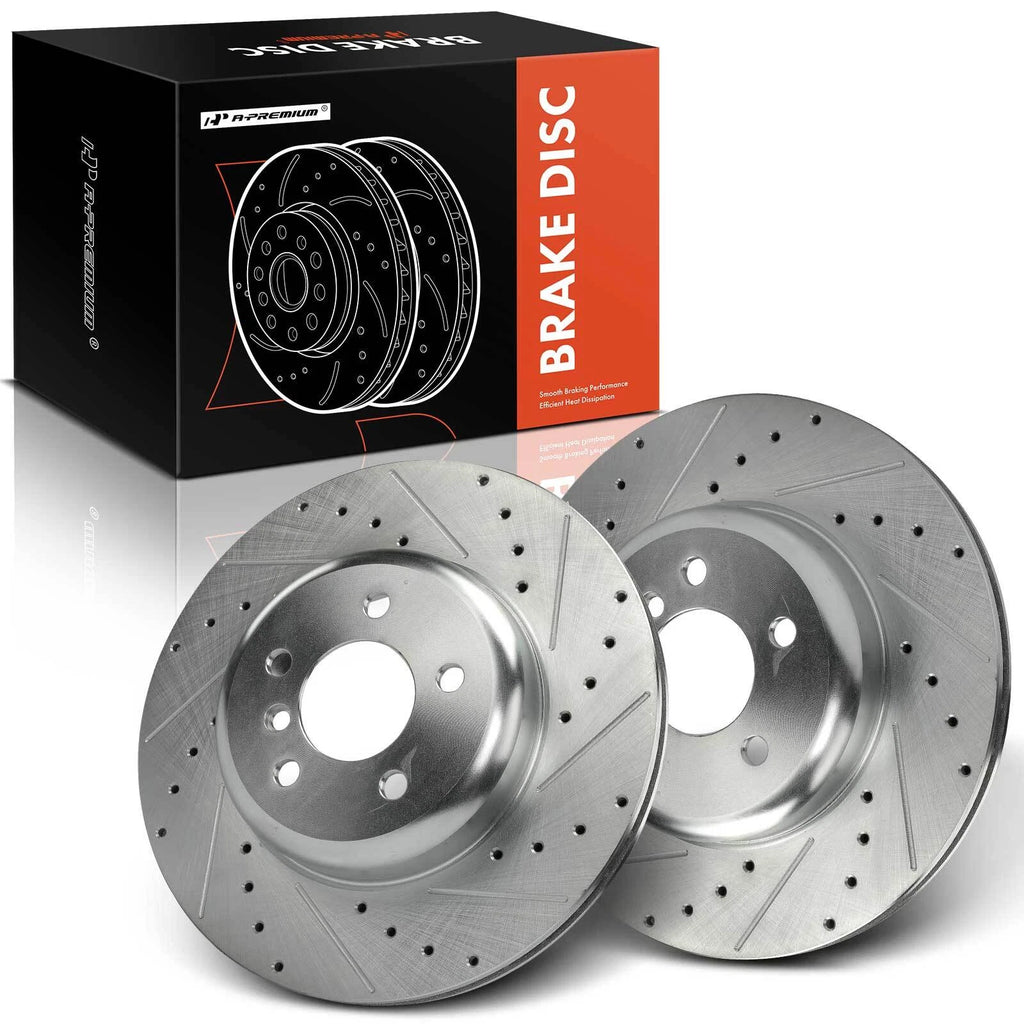Set of 2 Rear Drilled Brake Rotors for BMW 535i 740i 640i (2011–2016)