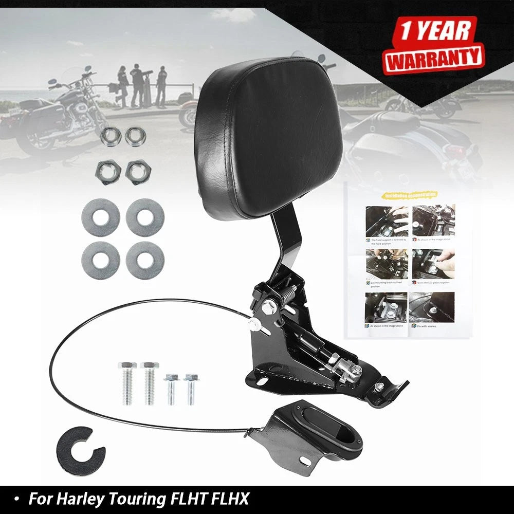 Adjustable Black Rider Driver Backrest Pad for Road Glide (2009–2021)