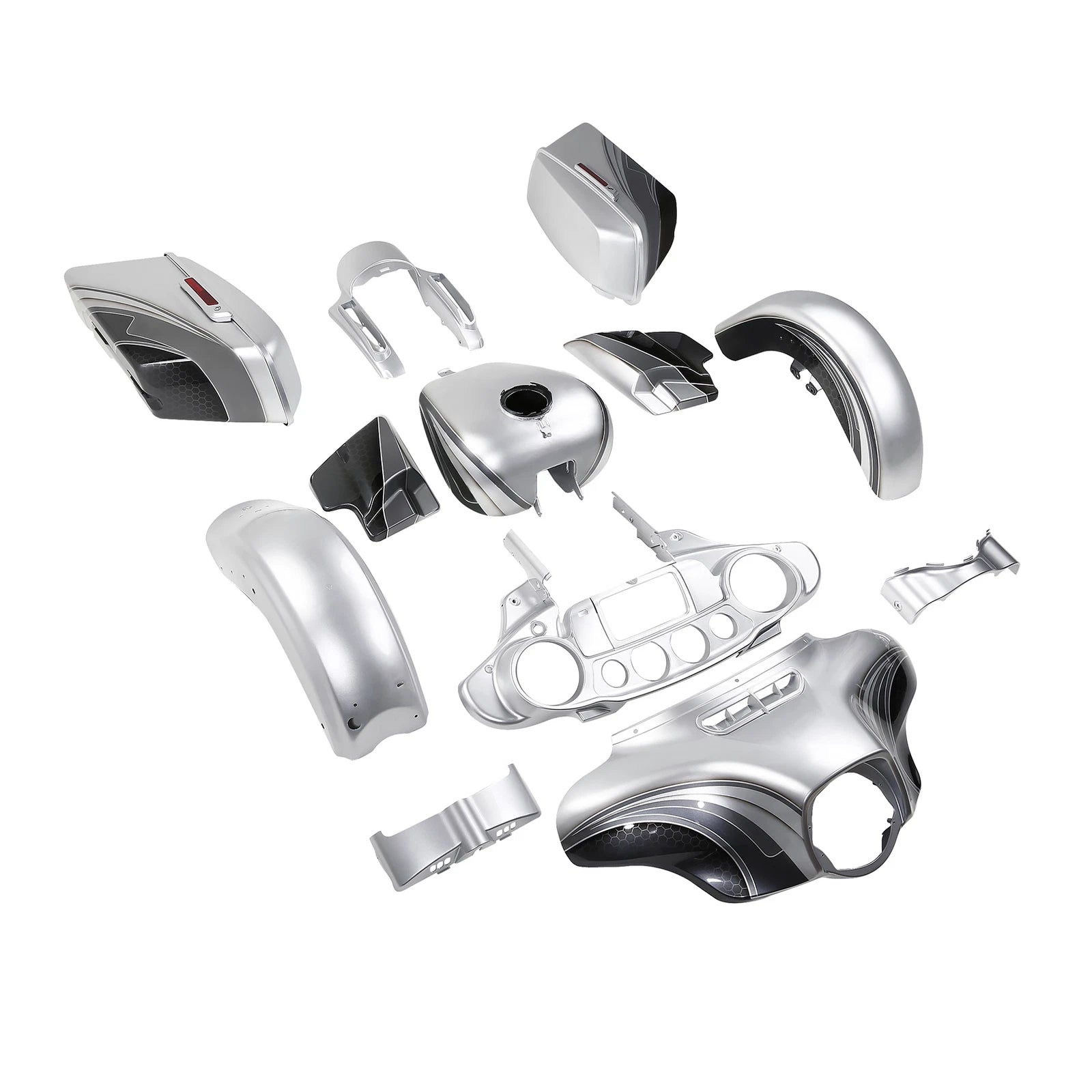 Fairing Bodywork for Harley Street Glide (2014–2023) Silver/Black Honeycomb Fade