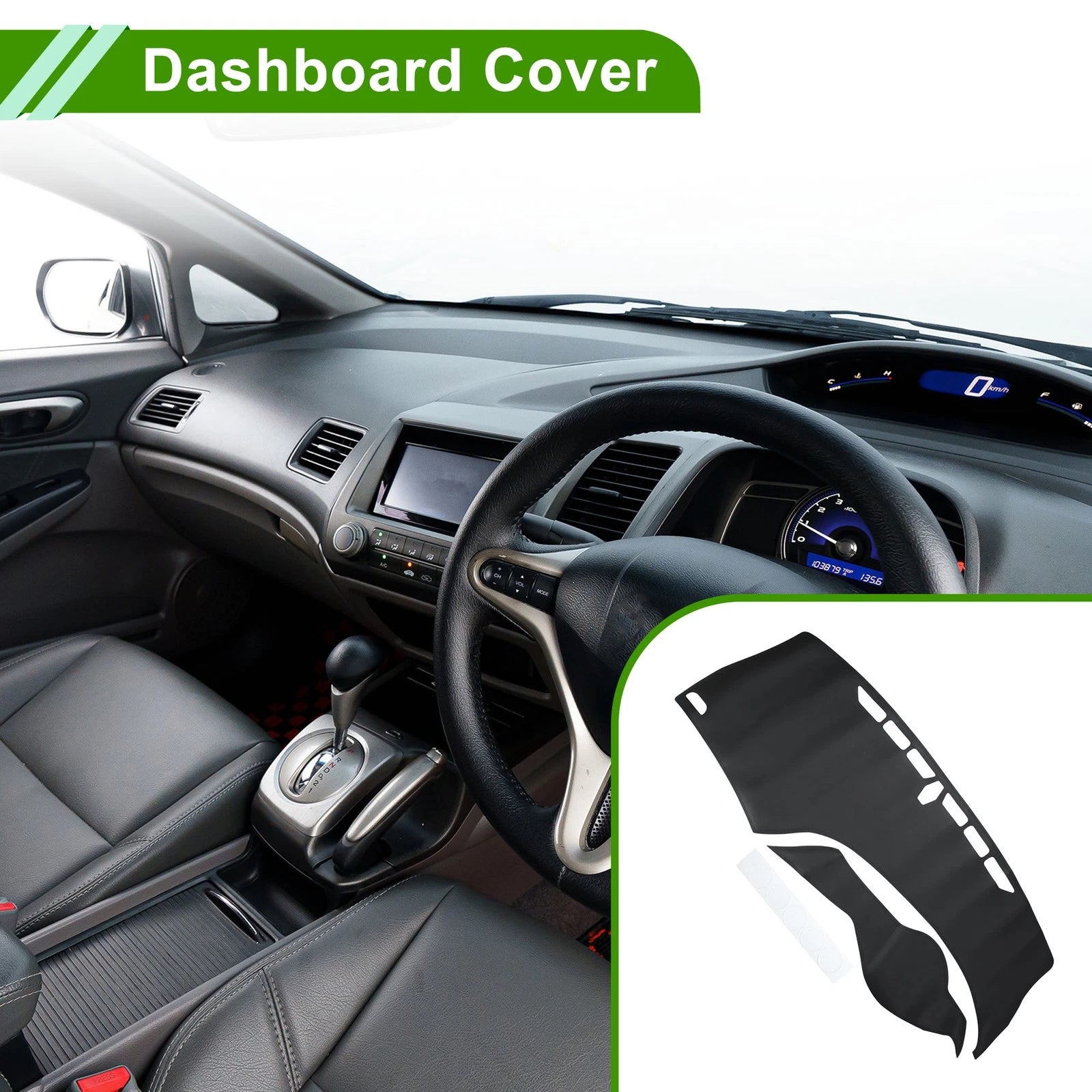 Dashboard Cover for Honda Civic (2012–2015) Dash Mat Carpet Black
