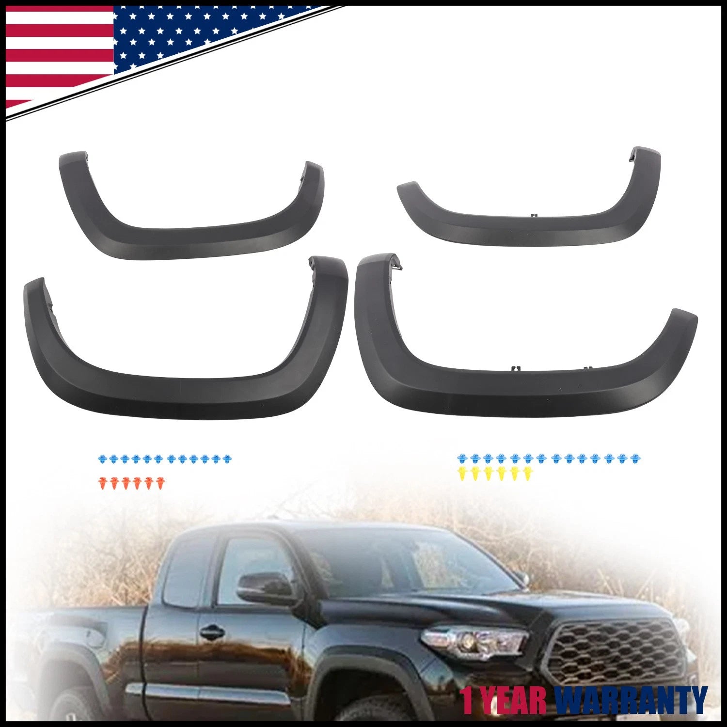 Set of 2 Front Rear Wheel Fender Flares for Toyota Tacoma (2016–2023) 7587104060