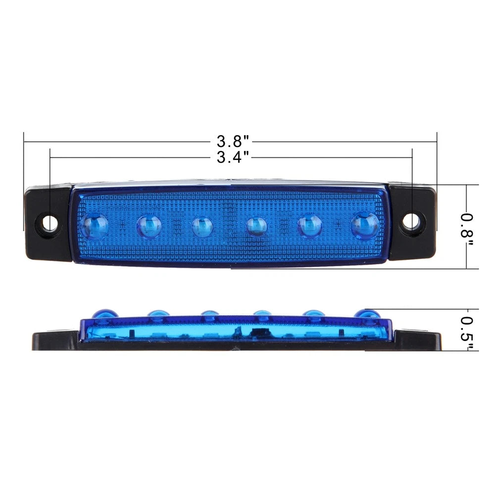 10pcs Sealed Side Marker Rear Tail Light for Trailer Truck (12V) - Blue/White