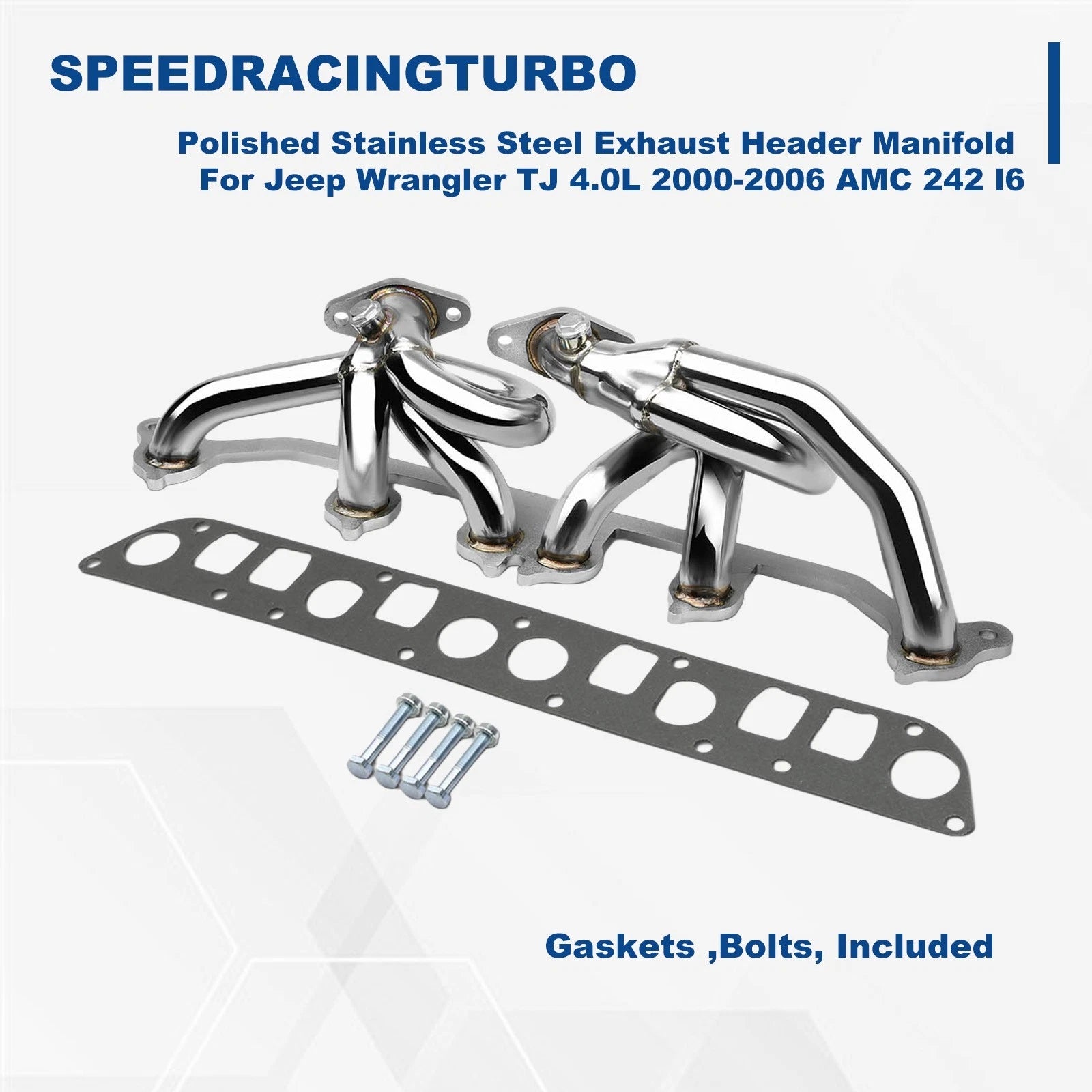 Stainless Steel Exhaust Header Manifold for Jeep Wrangler TJ 2000–2006 4.0L