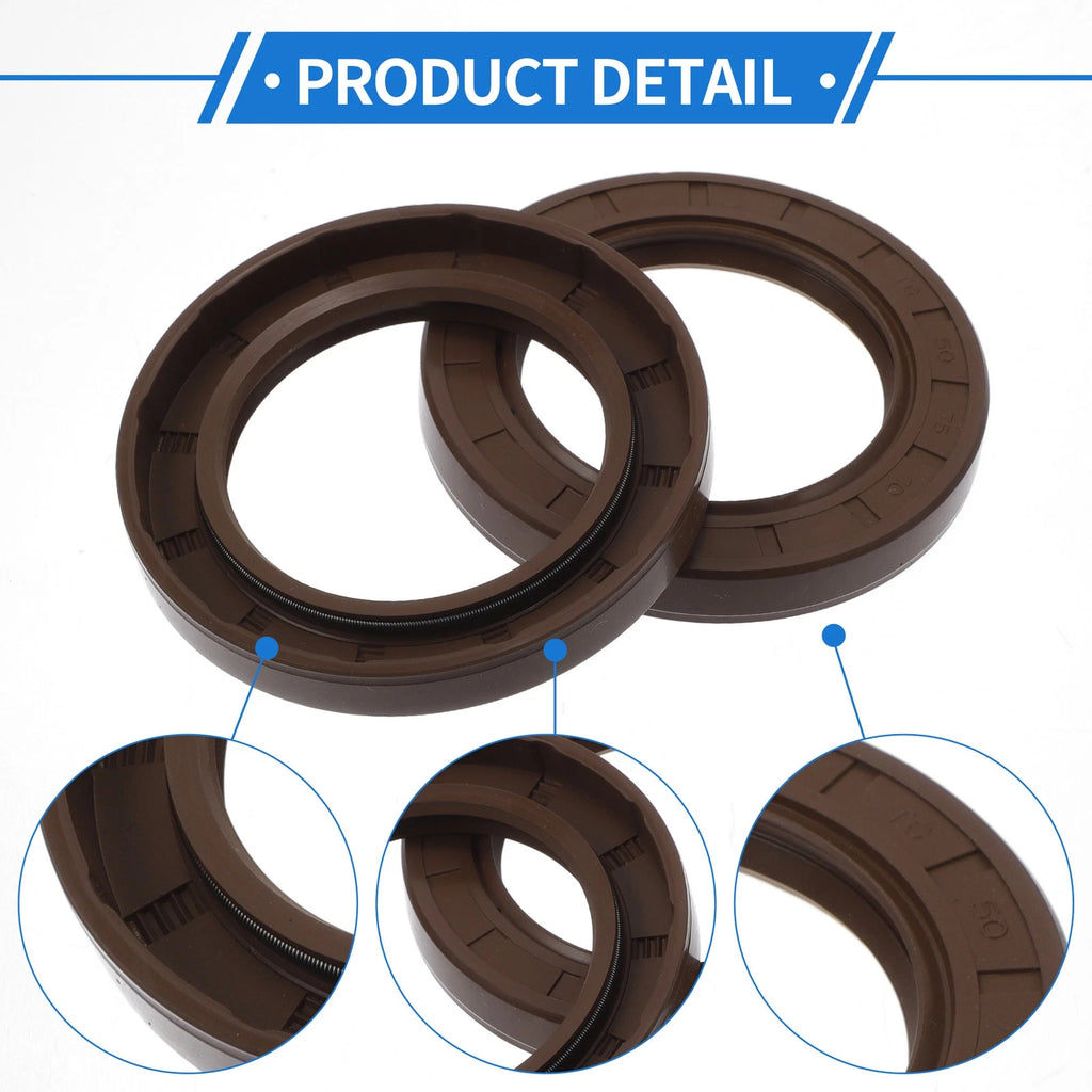 Set of 2 Oil Seal Rotary Shaft Seal FKM Rubber 50x75x10mm